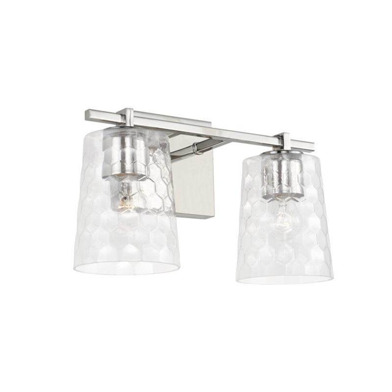 Capital Lighting 2-Light Vanity in Polished Nickel with Clear Honeycomb Glass