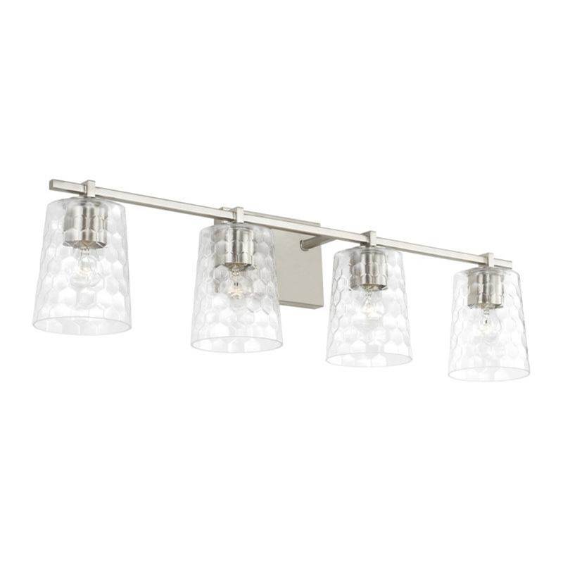 Capital Lighting 4-Light Vanity in Brushed Nickel with Clear Honeycomb Glass