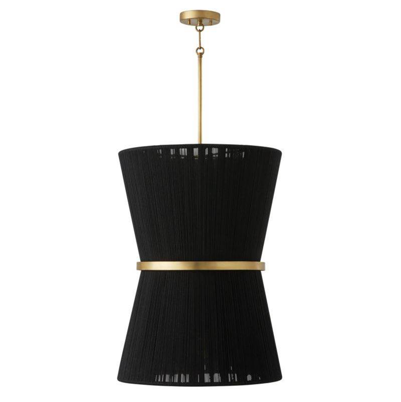 Capital Lighting Cecilia 6-Light Foyer in Black Rope and Patinaed Brass