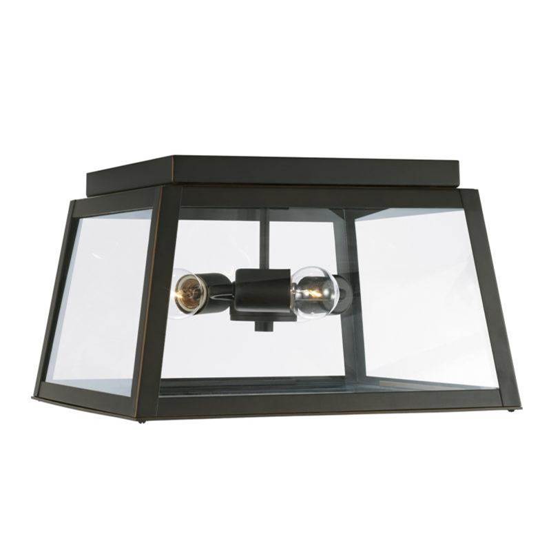 Capital Lighting Leighton 3-Light Outdoor Flush in Oiled Bronze with Clear Glass