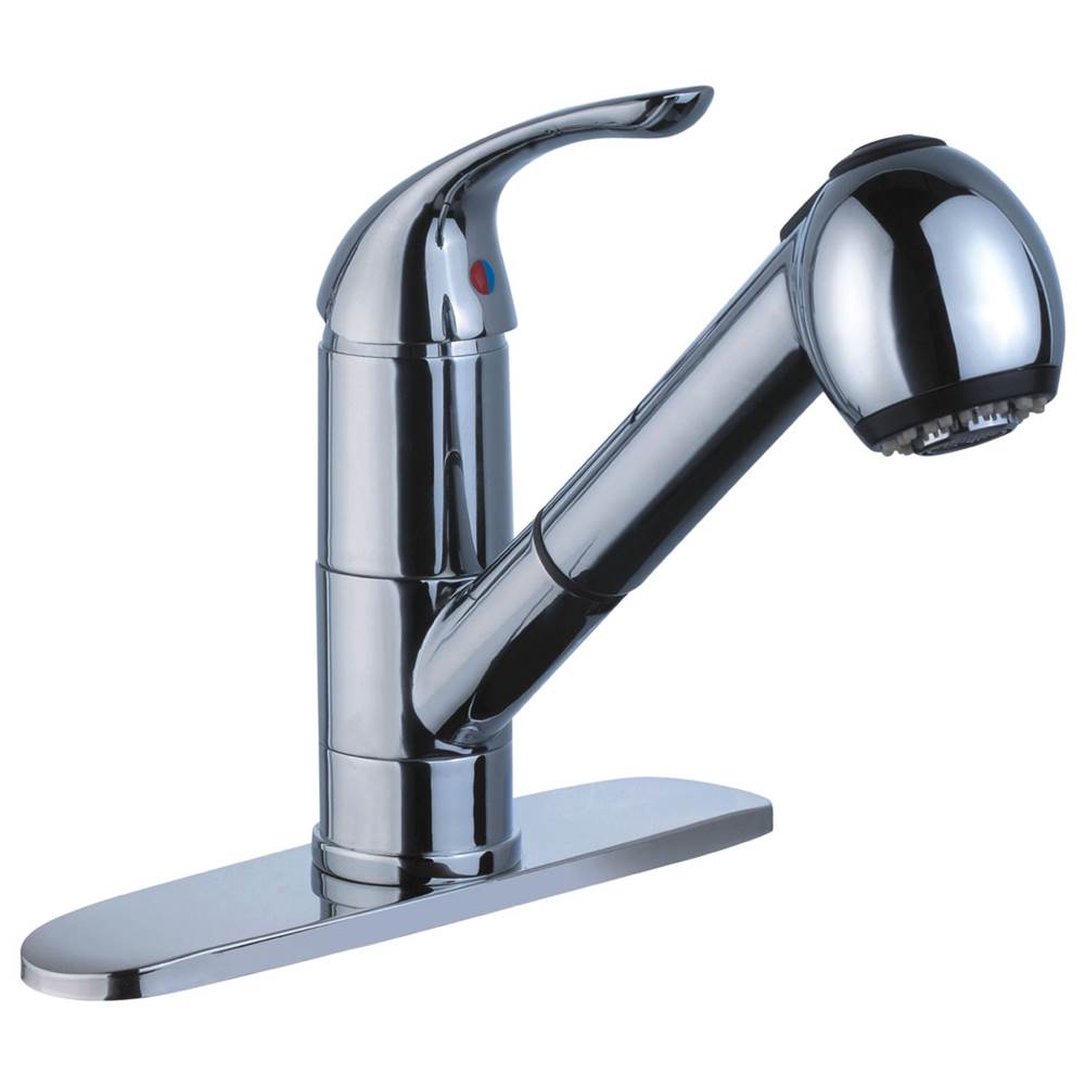 Compass Manufacturing Noble Ch Single Handle Pull-Out Kitchen Faucet, Chrome Finish