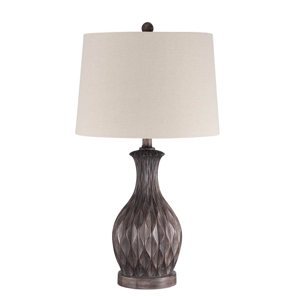 Craftmade Table Lamp 1 Light Carved Painted Brown Base with Shade, Indoor