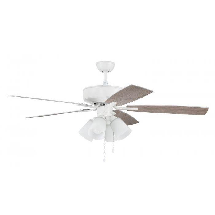 Craftmade 52'' Pro Plus Fan with 4 Light Kit with White Glass and Blades