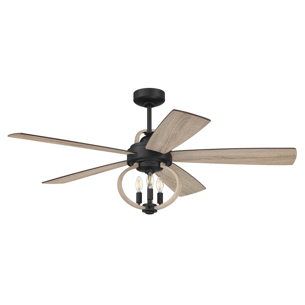 Craftmade 52'' Reese Smart Ceiling Fan with Integrated Light Kit in Flat Black