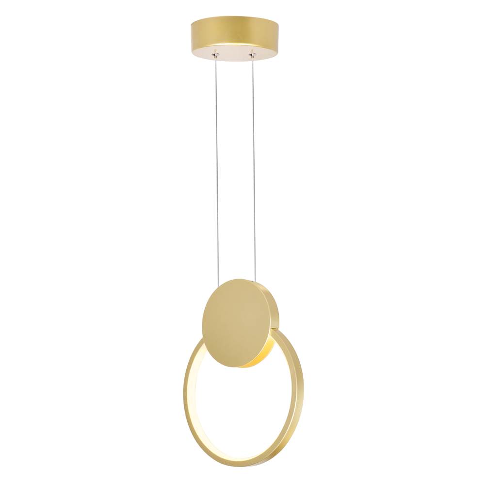 CWI Lighting Pulley 8 in LED Satin Gold Mini Pendant