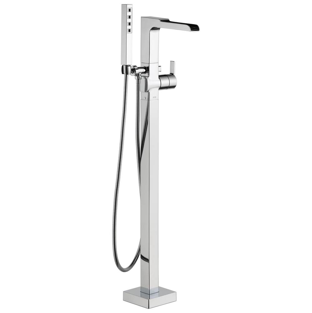 Delta Faucet Ara® Single Handle Floor Mount Channel Spout Tub Filler Trim with Hand Shower