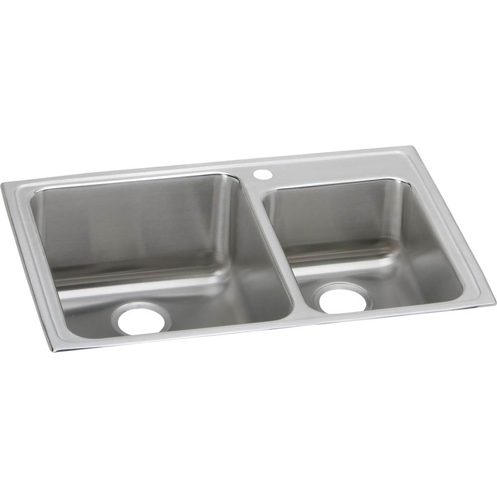 Elkay Lustertone Classic Stainless Steel 33'' x 22'' x 10'', Offset 60/40 Double Bowl Drop-in Sink