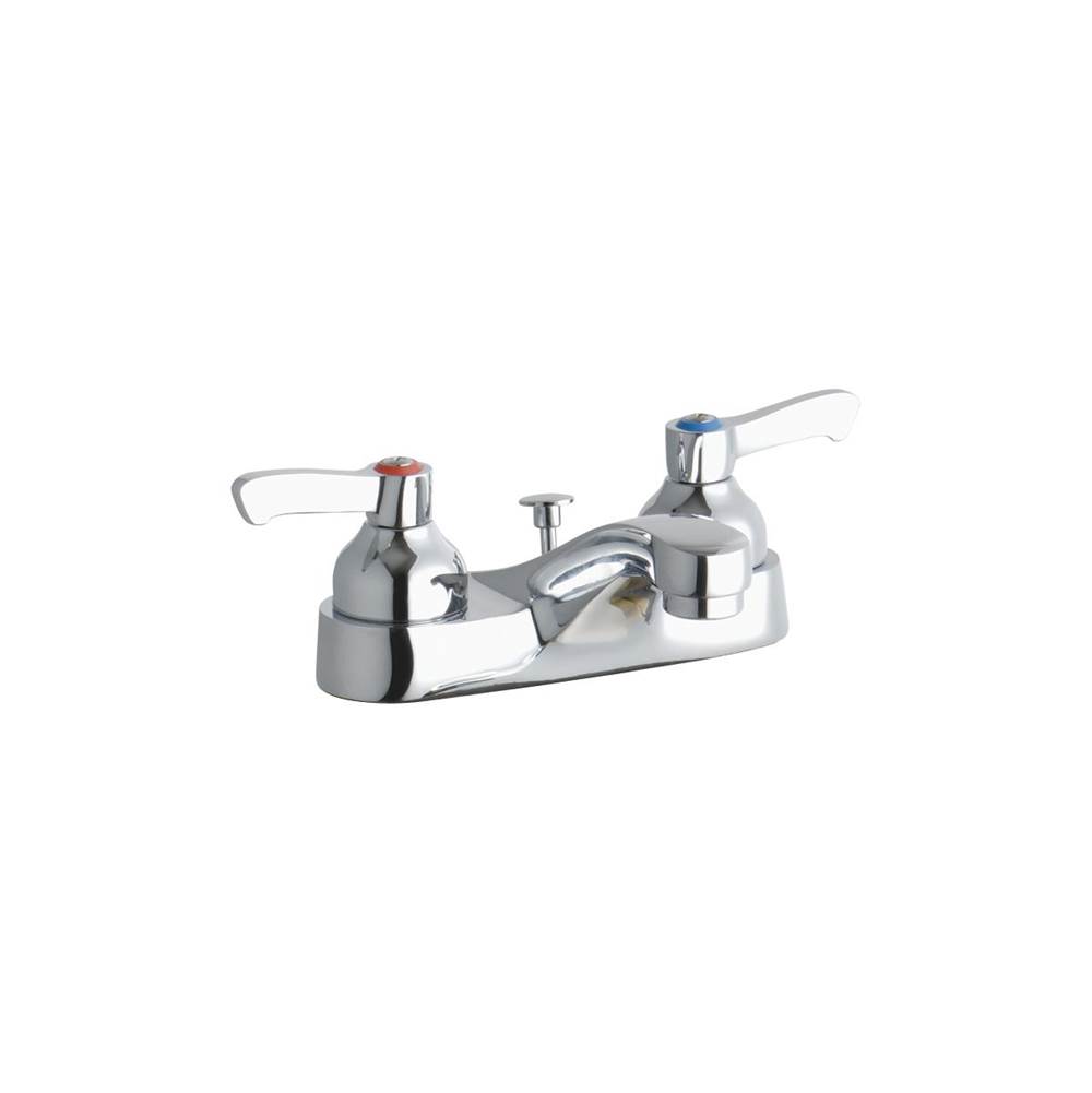 Elkay 4'' Centerset with Exposed Deck Faucet with Pop-up Drain Integral Spout 2'' Lever Handles
