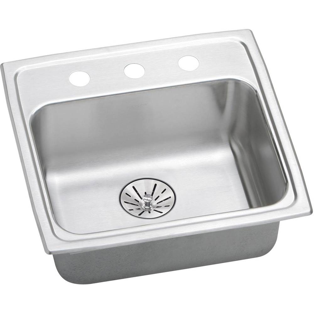 Elkay Lustertone Classic Stainless Steel 19-1/2'' x 19'' x 6-1/2'', 1-Hole Single Bowl Drop-in ADA Sink with Perfect Drain and Quick-clip