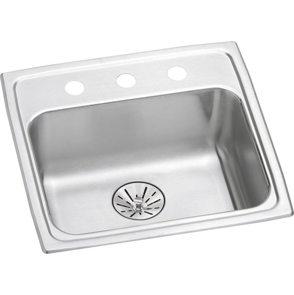 Elkay Lustertone Classic Stainless Steel 19'' x 18'' x 6-1/2'', 1-Hole Single Bowl Drop-in ADA Sink with Perfect Drain