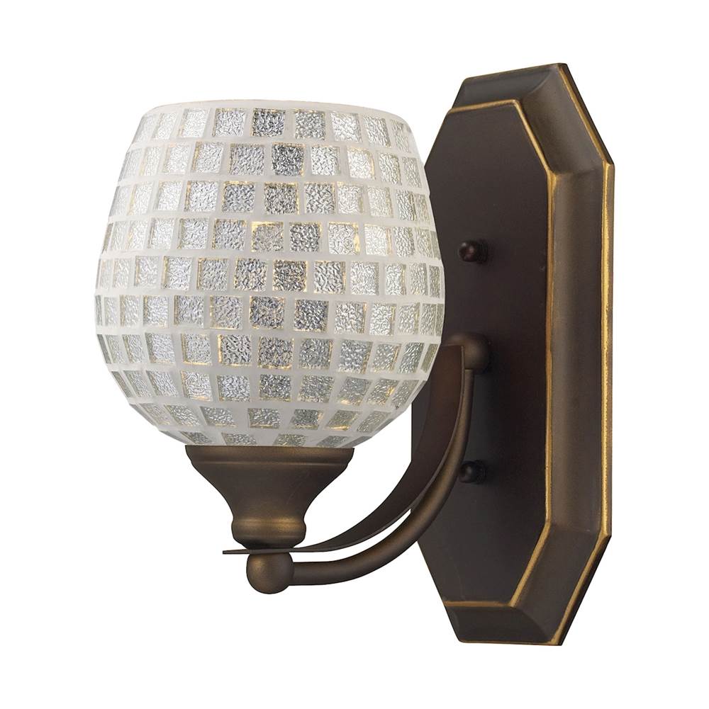 Elk Lighting Mix-N-Match Vanity 1-Light Wall Lamp in Aged Bronze With Silver Glass