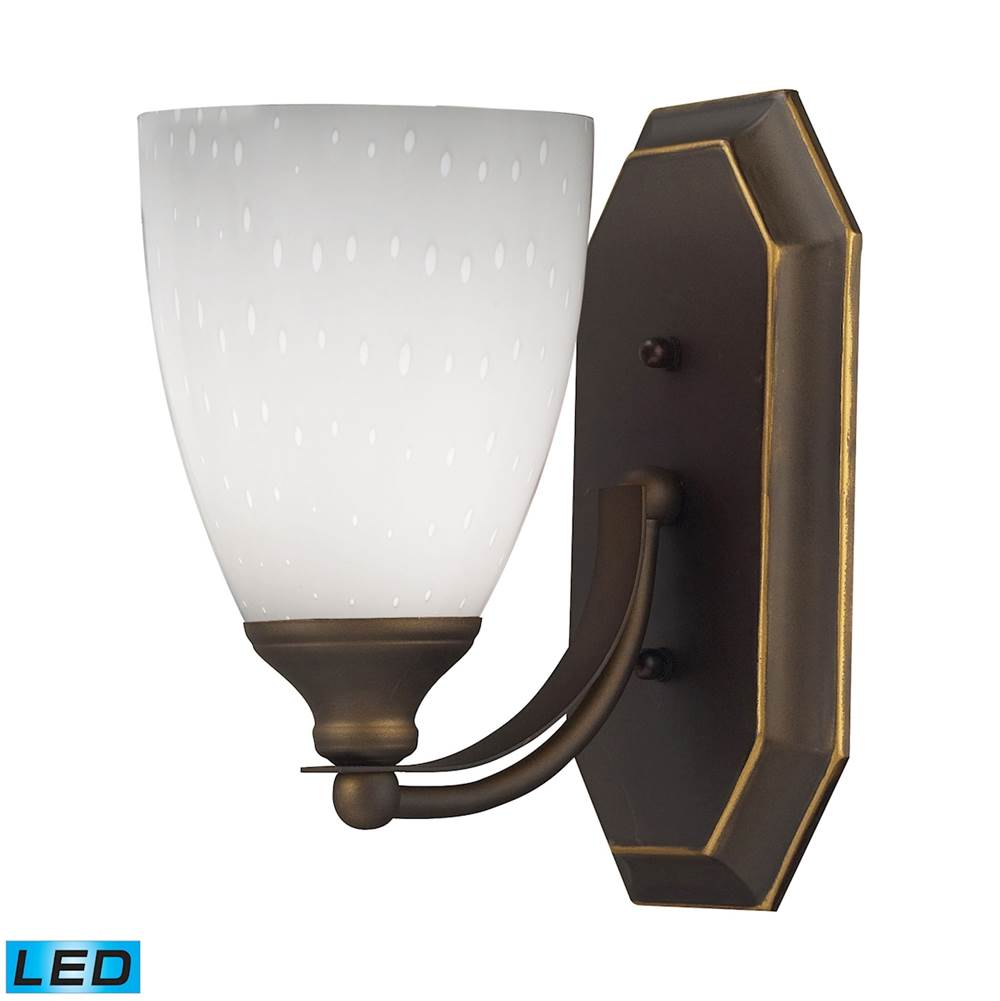 Elk Lighting Mix-N-Match Vanity 1-Light Wall Lamp in Aged Bronze with Simple White Glass - Includes LED Bulb