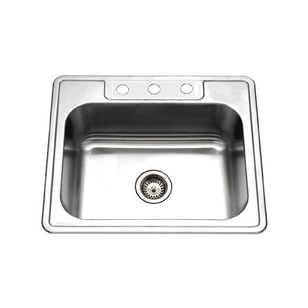 Hamat Topmount Stainless Steel 3-hole Single Bowl Kitchen Sink, 8'' Deep