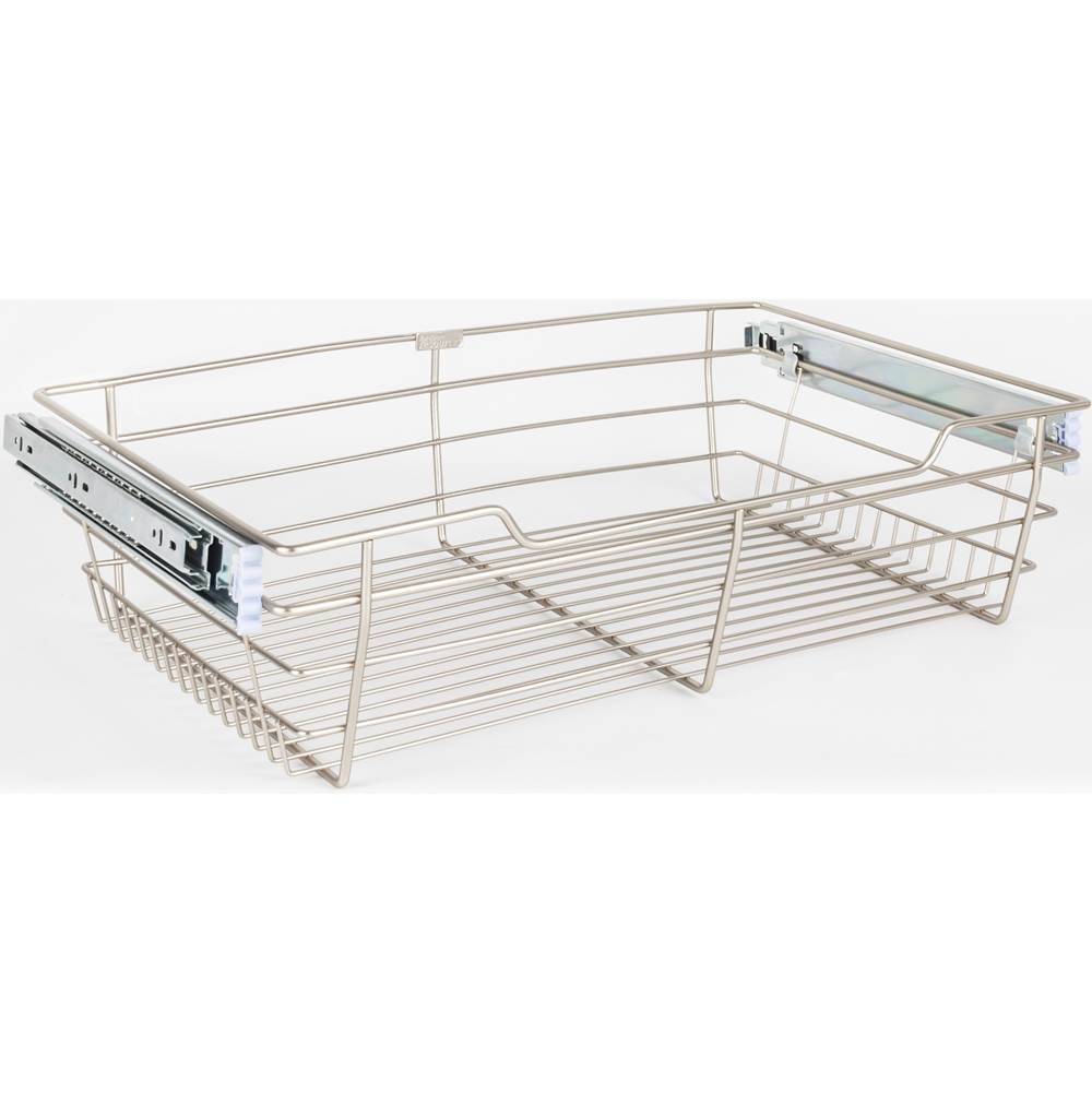 Hardware Resources Satin Nickel Closet Pullout Basket with Slides 16''D x 29''W x 6''H