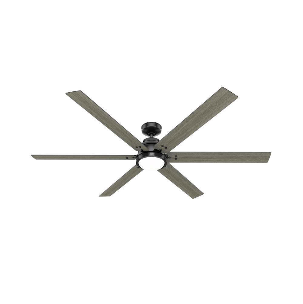 Hunter 72 inch WiFi Gravity Matte Black Ceiling Fan with LED Light Kit and Handheld Remote