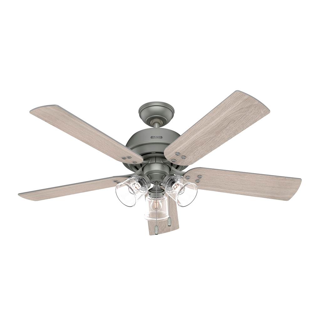 Hunter 52 inch Shady Grove Matte Silver Ceiling Fan with LED Light Kit and Pull Chain
