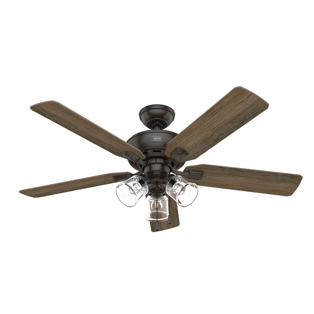 Hunter 52 inch Rosner Noble Bronze Ceiling Fan with LED Light Kit and Pull Chain