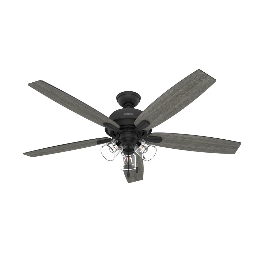 Hunter 60 inch Dondra Matte Black Ceiling Fan with LED Light Kit and Pull Chain