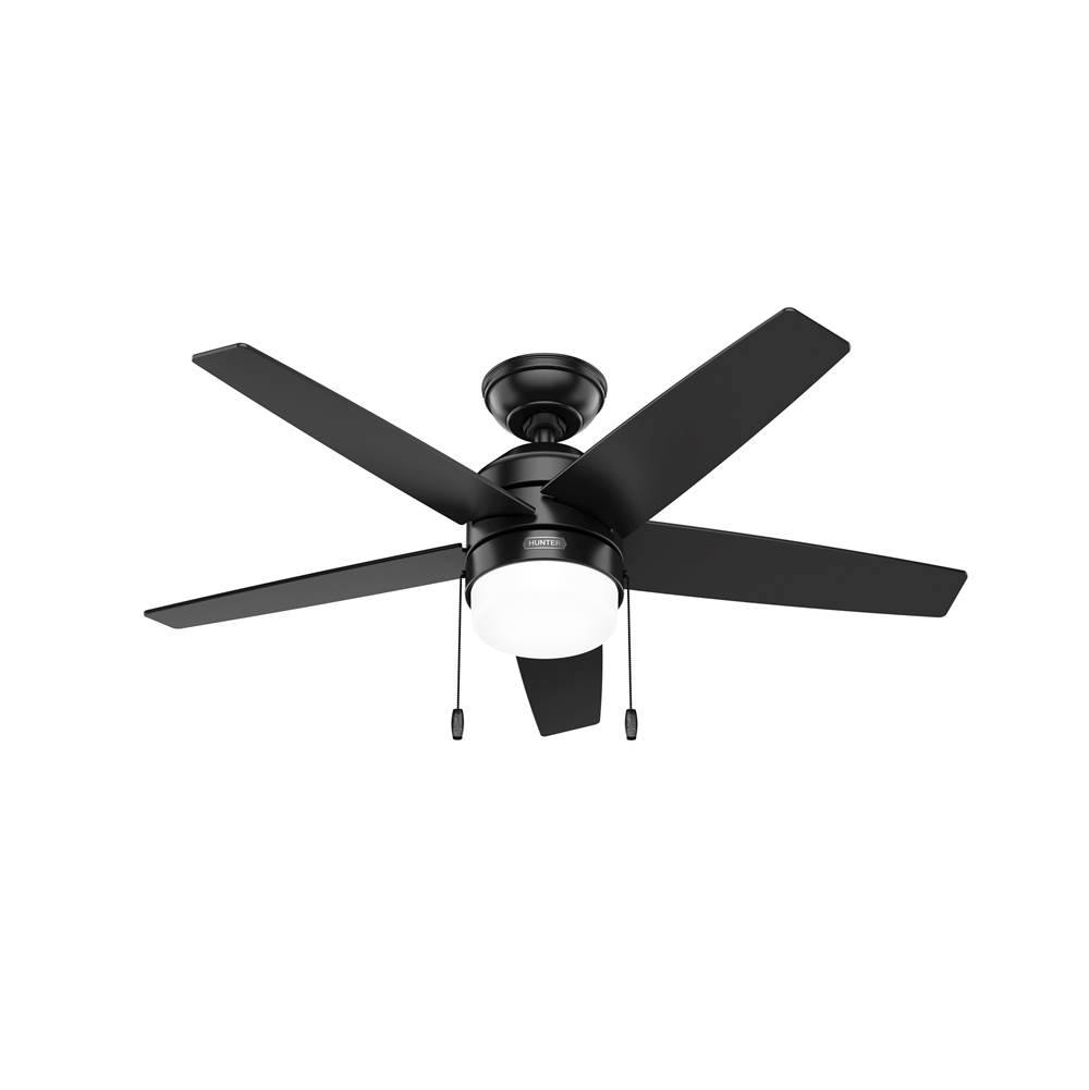Hunter 44 inch Bardot Matte Black Ceiling Fan with LED Light Kit and Pull Chain