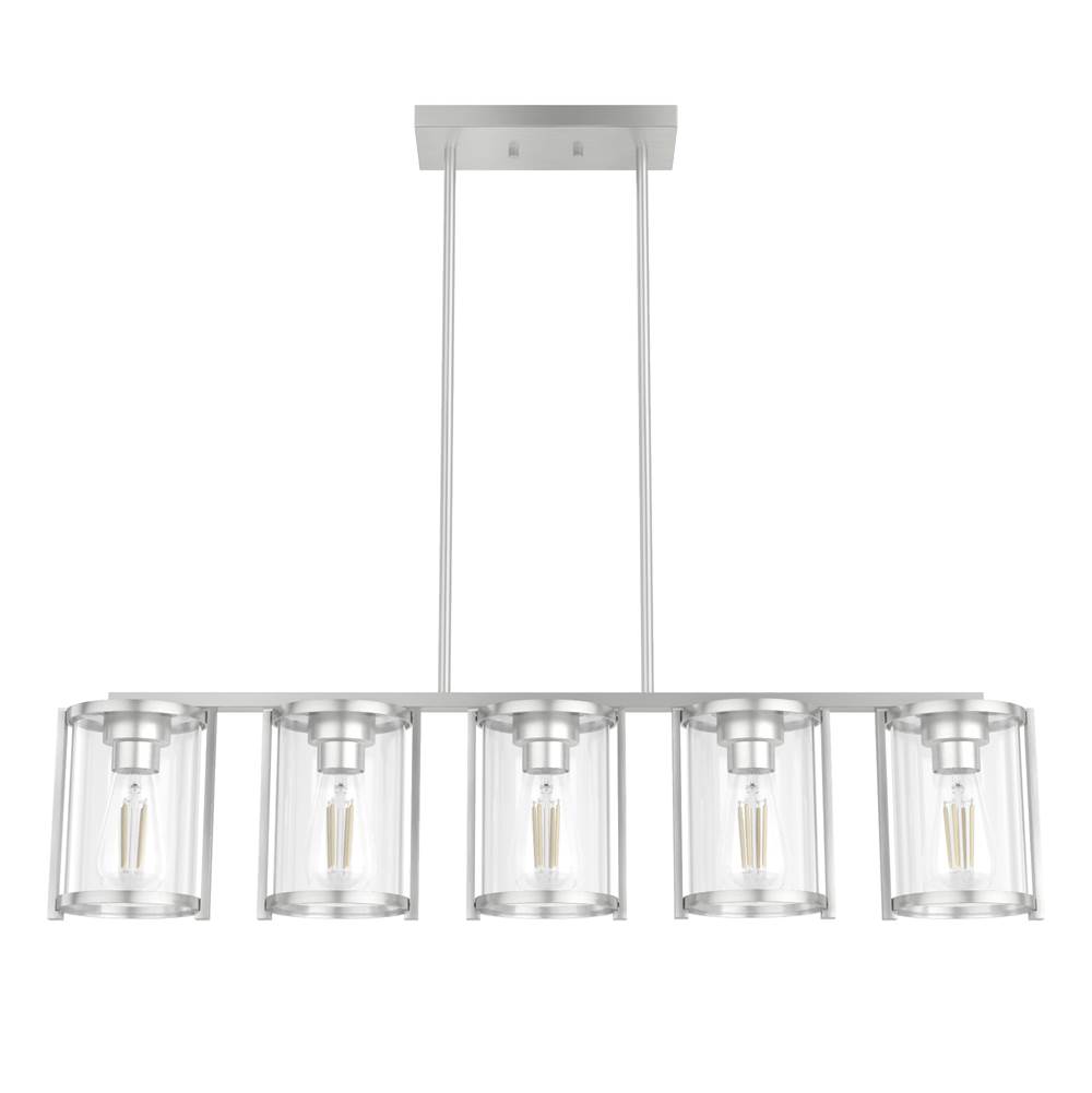 Hunter Astwood Brushed Nickel with Clear Glass 5 Light Chandelier Ceiling Light Fixture