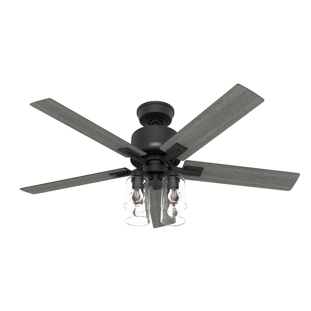 Hunter 52 inch WiFi Techne Matte Black Ceiling Fan with LED Light Kit and Handheld Remote