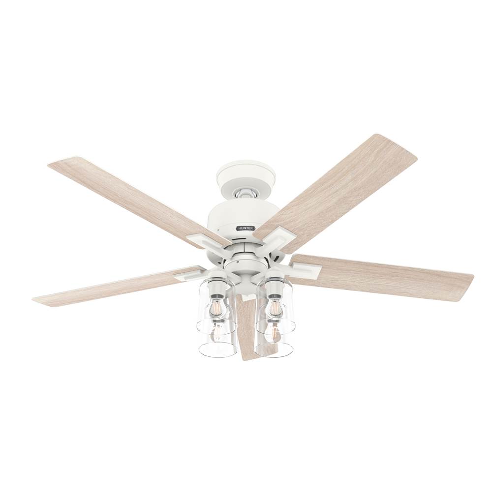Hunter 52 inch WiFi Techne Matte White Ceiling Fan with LED Light Kit and Handheld Remote