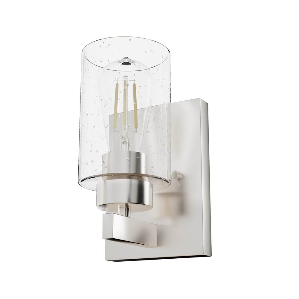 Hunter Hartland Brushed Nickel with Seeded Glass 1 Light