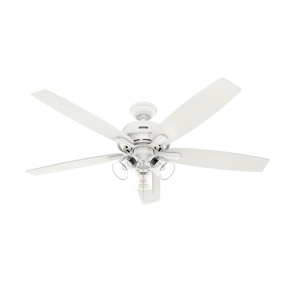 Hunter 60 inch Dondra Matte White Ceiling Fan with LED Light Kit and Pull Chain
