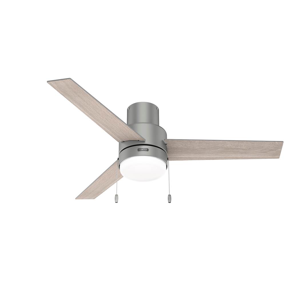 Hunter 52 inch Brunner Matte Silver Low Profile Ceiling Fan with LED Light Kit and Pull Chain