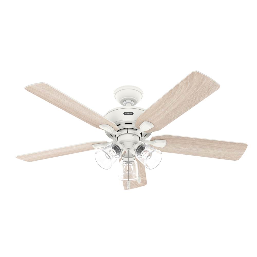 Hunter 52 inch Rosner Matte White Ceiling Fan with LED Light Kit and Pull Chain