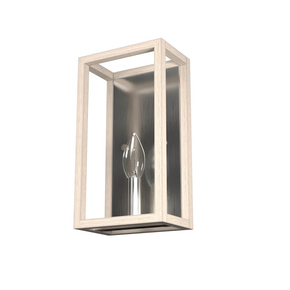 Hunter Hunter Squire Manor Brushed Nickel and Bleached Wood  Light Sconce Wall Light Fixture