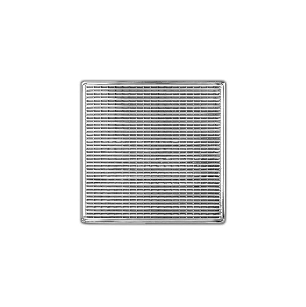 Infinity Drain 5'' x 5'' WDB 5 Complete Kit with Wedge Wire Pattern Decorative Plate in Satin Stainless with Stainless Steel Bonded Flange Drain Body, 2'' No Hub Outlet