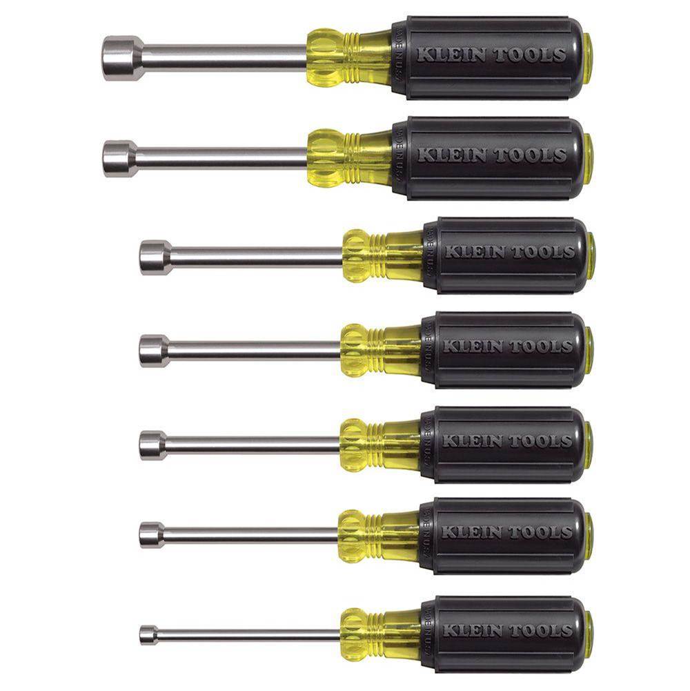 Klein Tools Nut Driver Set, Magnetic Nut Drivers, 3-Inch Shaft, 7-Piece