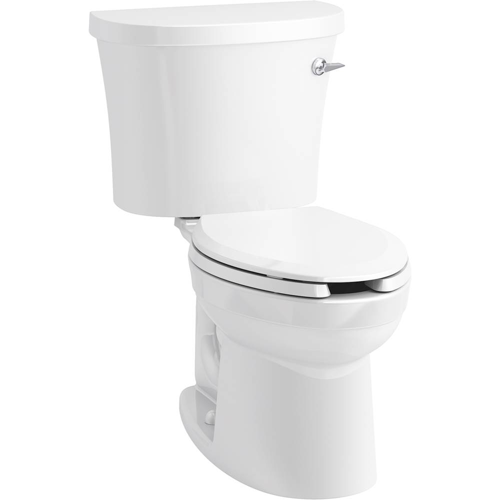Kohler Kingston™ Comfort Height® Two-piece elongated 1.28 gpf chair height toilet with right-hand trip lever, tank cover locks and antimicrobial finish