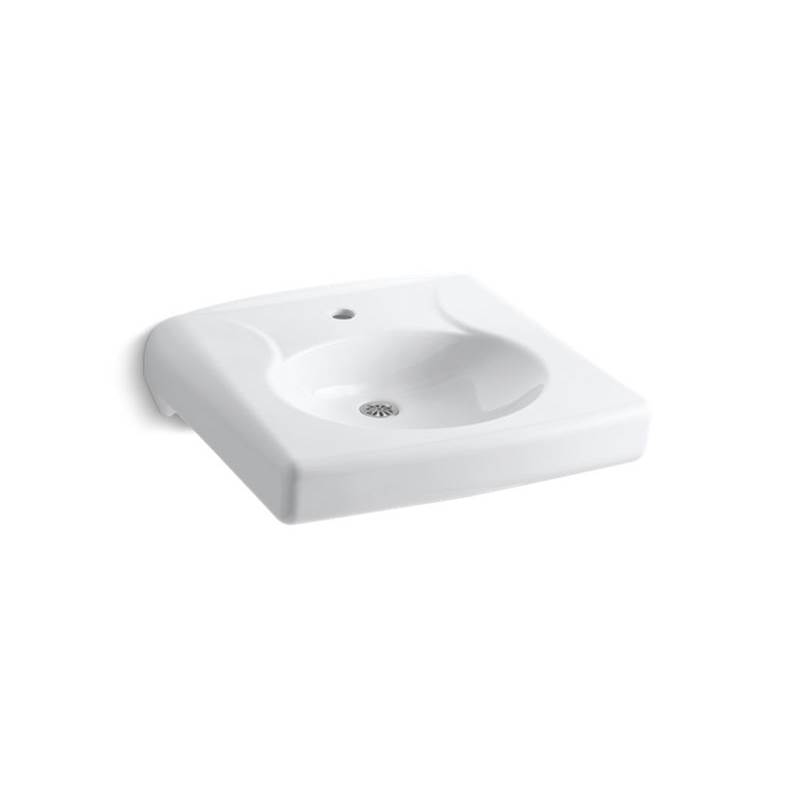 Kohler Brenham™ Wall-mounted or concealed carrier arm mounted commercial bathroom sink with single faucet hole and no overflow