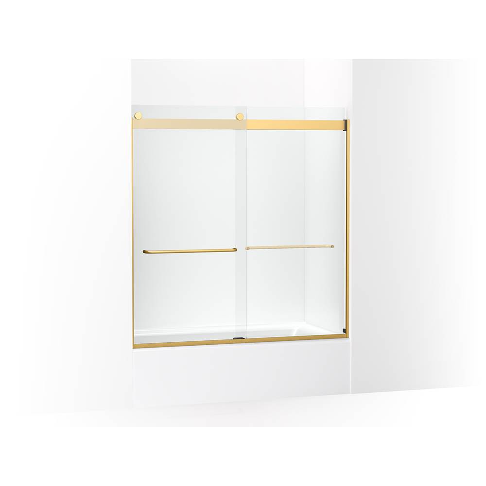 Kohler Levity Sliding bath door, 62-in H x 56-5/8 - 59-5/8-in W, with 1/4-in thick Crystal Clear glass