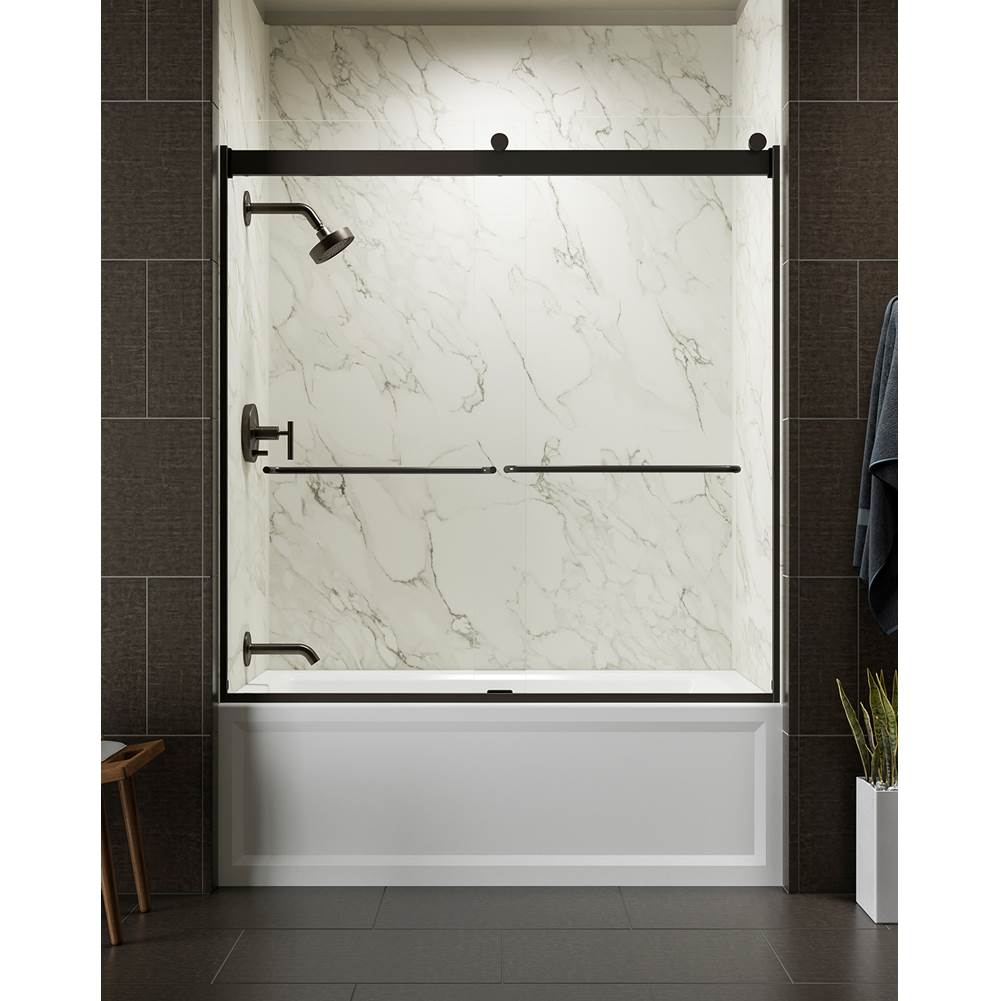 Kohler Levity® Sliding bath door, 62'' H x 56-5/8 - 59-5/8'' W, with 1/4'' thick Crystal Clear glass
