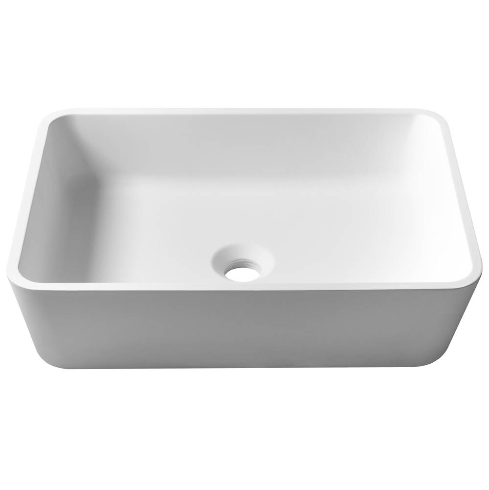 Kraus Natura Rectangle Vessel Composite Bathroom Sink with Matte Finish and Nano Coating in White