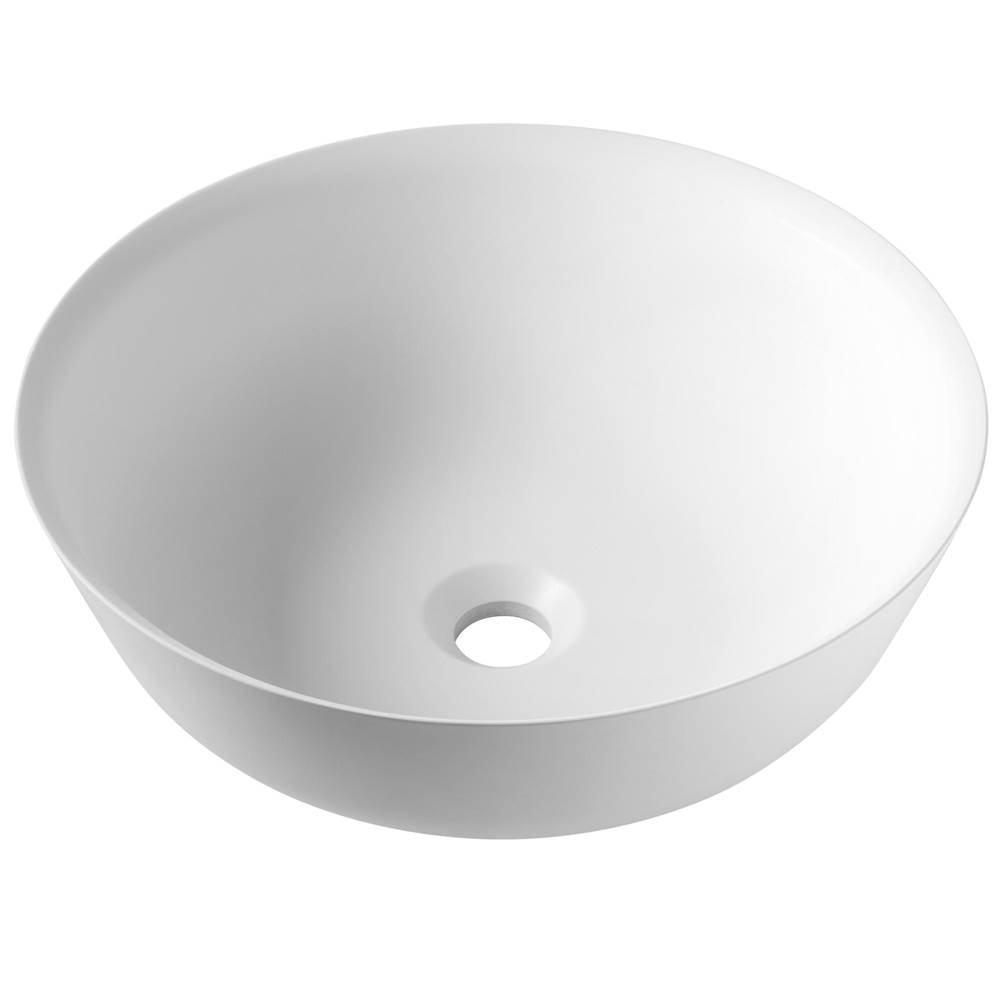 Kraus Natura Round Vessel Composite Bathroom Sink with Matte Finish and Nano Coating in White