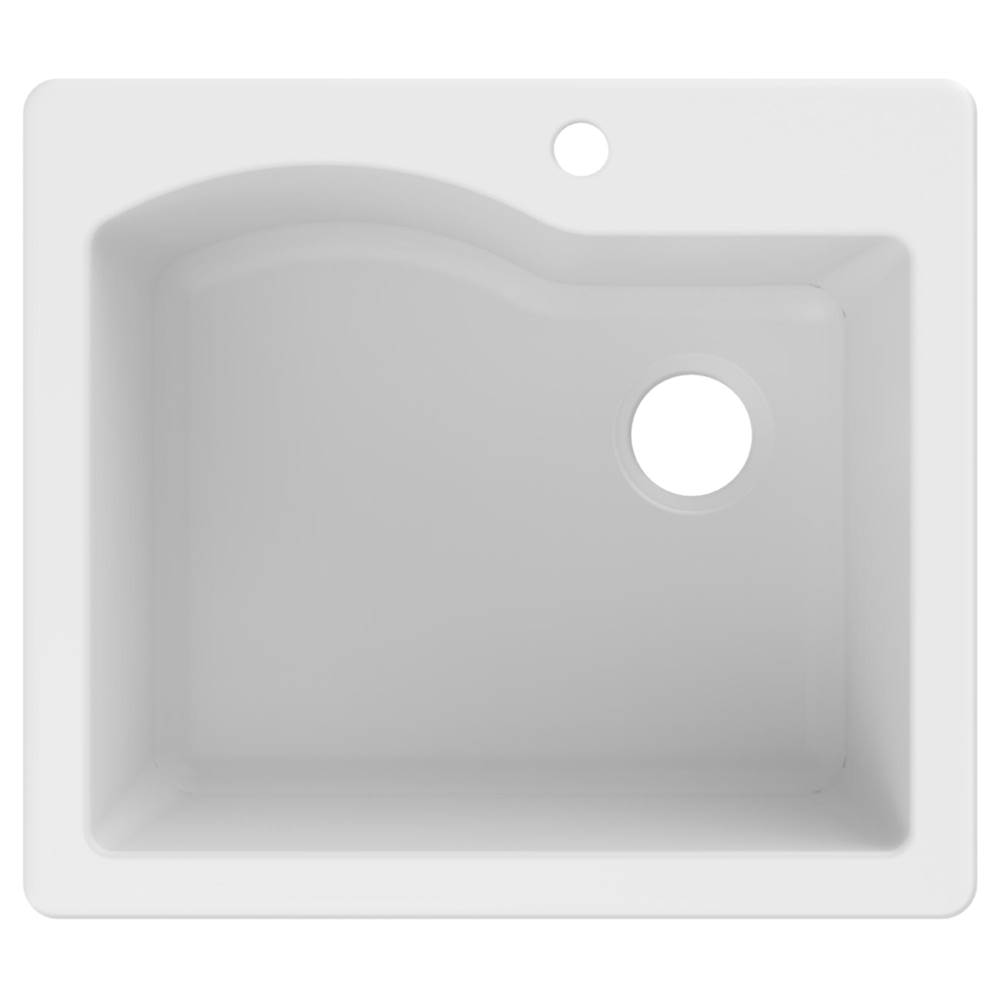 Kraus Quarza 25'' Dual Mount Single Bowl Granite Kitchen Sink in White