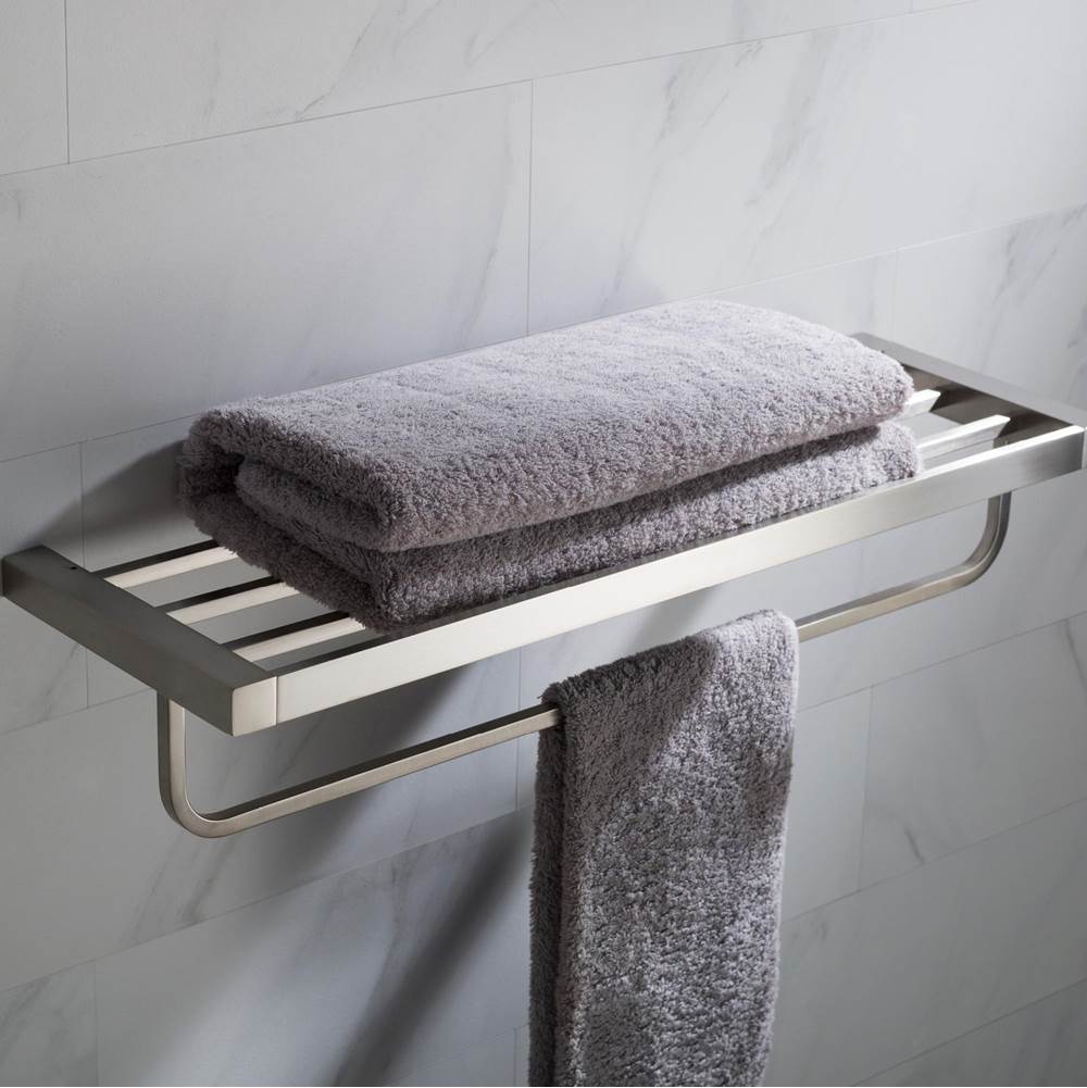 Kraus Stelios Bathroom Shelf with Towel Bar, Brushed Nickel Finish