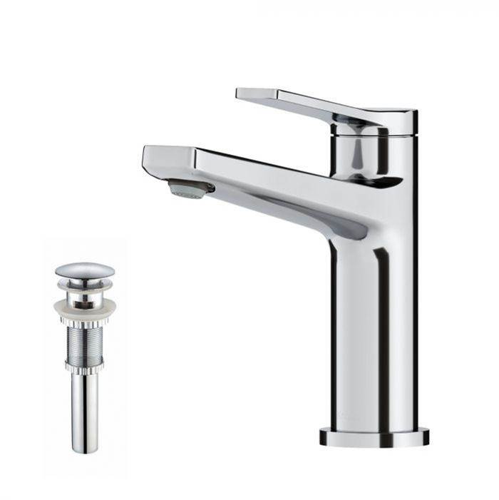 Kraus Indy Single Handle Bathroom Faucet with Matching Pop-Up Drain in Chrome