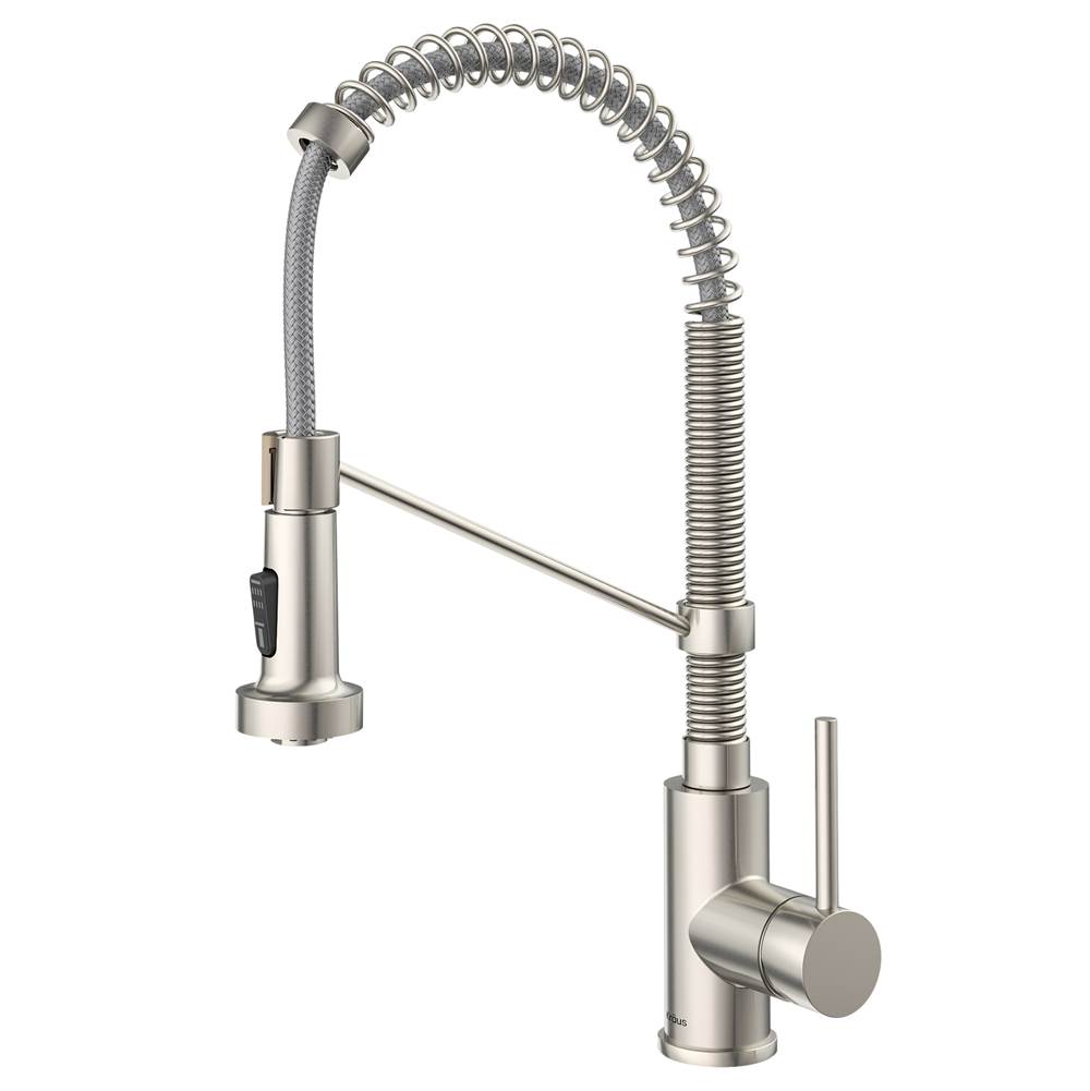 Kraus Bolden Single Handle 18-Inch Commercial Kitchen Faucet with Dual Function Pull Down Sprayhead in Stainless Steel Finish