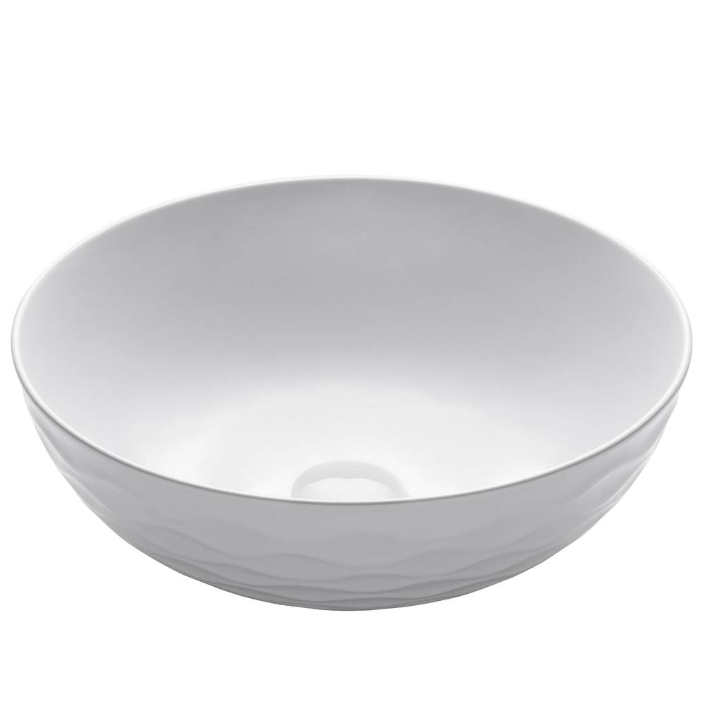 Kraus Viva Round White Porcelain Ceramic Vessel Bathroom Sink, 16 1/2 in. D x 5 1/2 in. H