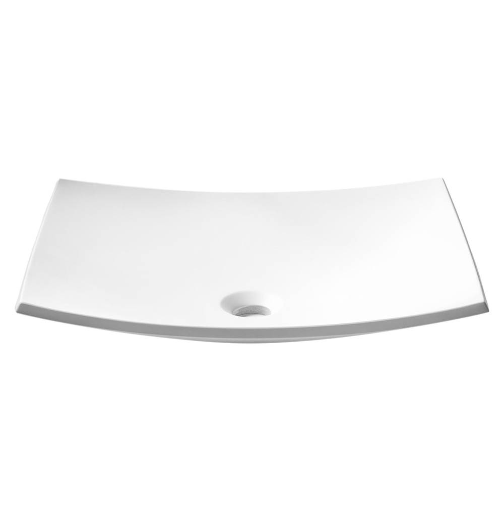 Kraus Natura Rectangle Vessel Composite Bathroom Sink with Matte Finish and Nano Coating in White