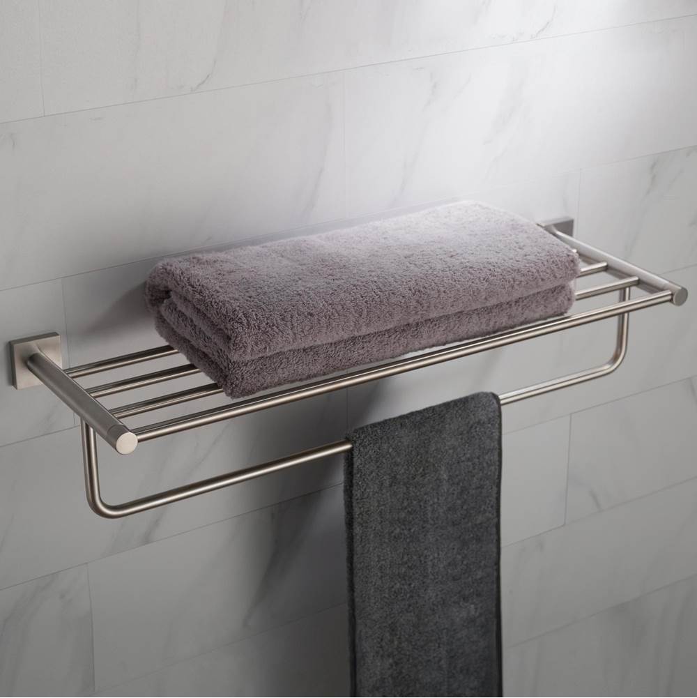 Kraus Ventus Bathroom Shelf with Towel Bar, Brushed Nickel Finish