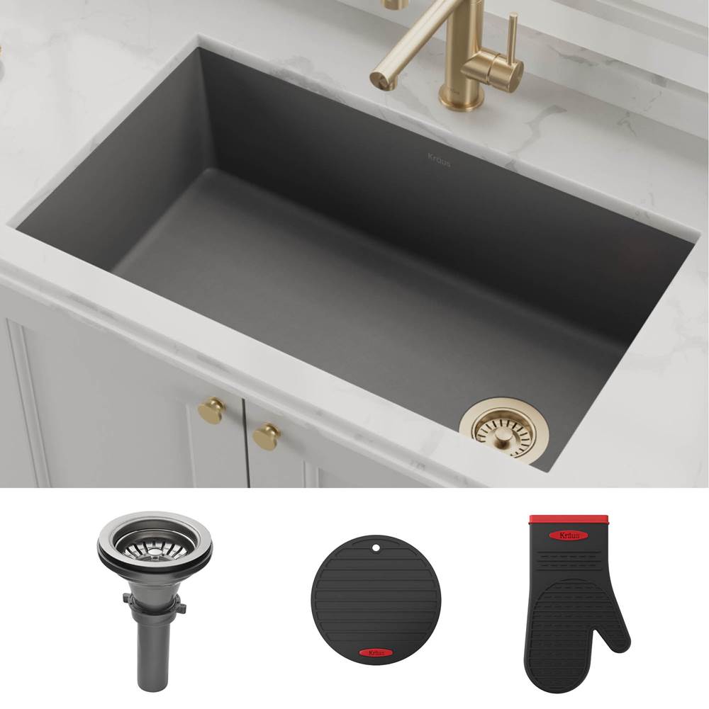 Kraus Forteza 32'' Undermount Single Bowl Granite Kitchen Sink in Grey