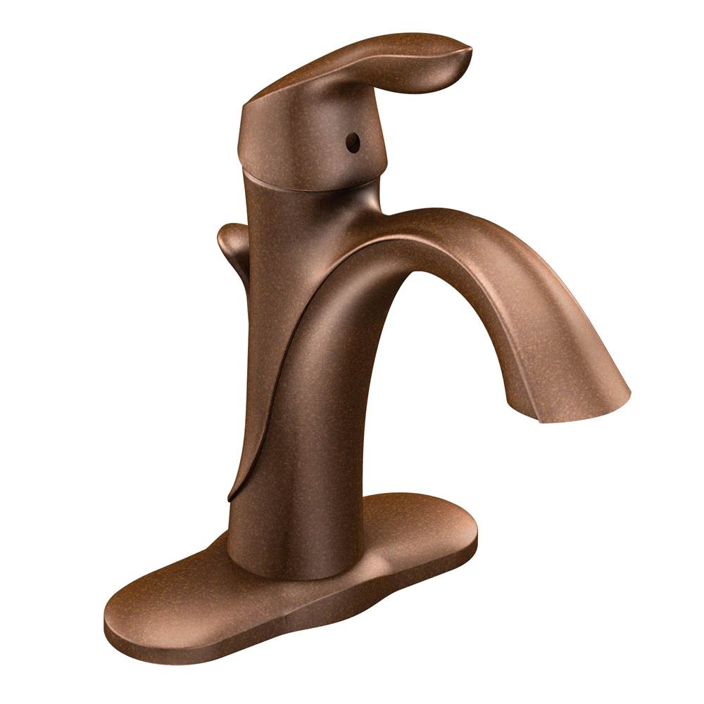 Moen Eva One-Handle Single Hole Bathroom Sink Faucet with Optional Deckplate, Oil Rubbed Bronze