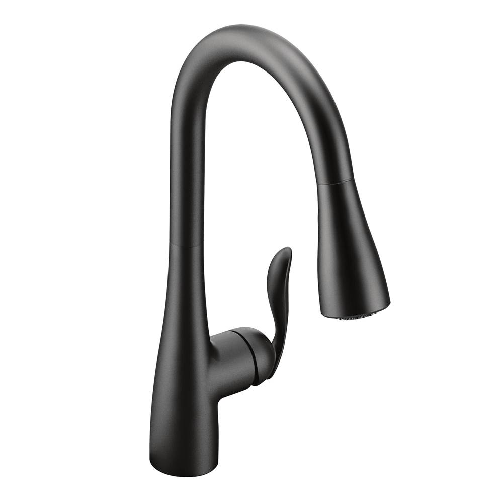 Moen Arbor One-Handle Pulldown Kitchen Faucet Featuring Power Boost and Reflex, Matte Black