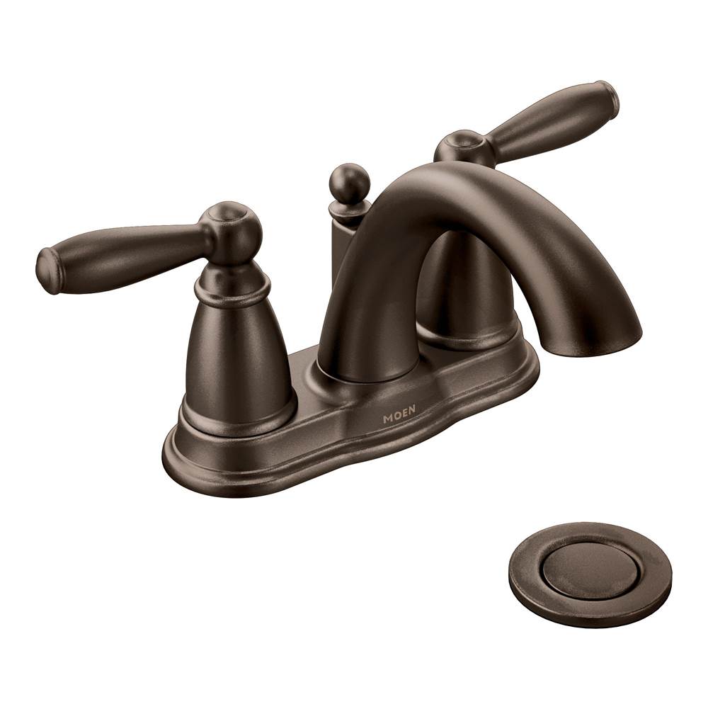 Moen Brantford Two-Handle Low Arc Centerset Bathroom Faucet with Drain Assembly, Oil Rubbed Bronze